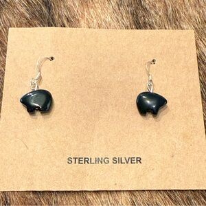 Sterling Silver Southwest Black Bear Earrings